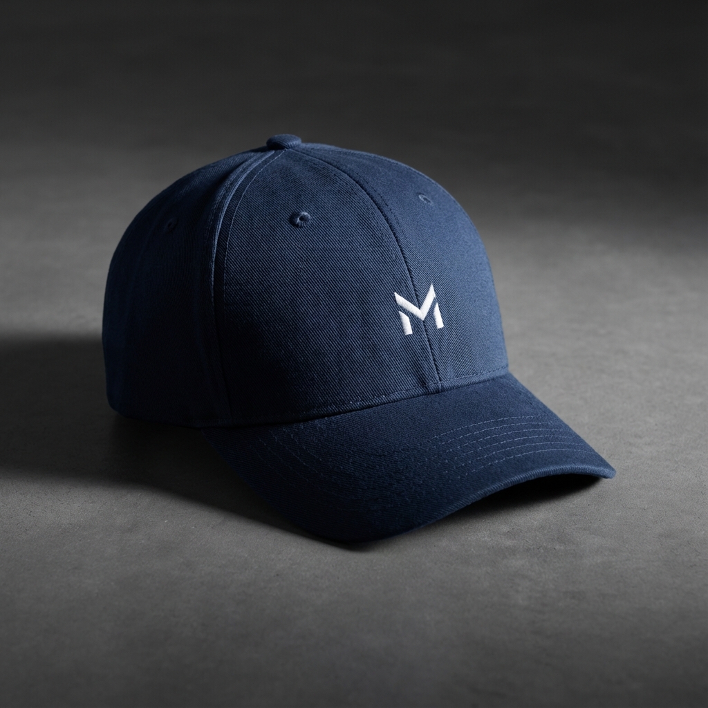 Premium Navy Blue Baseball Cap with Minimalist Logo